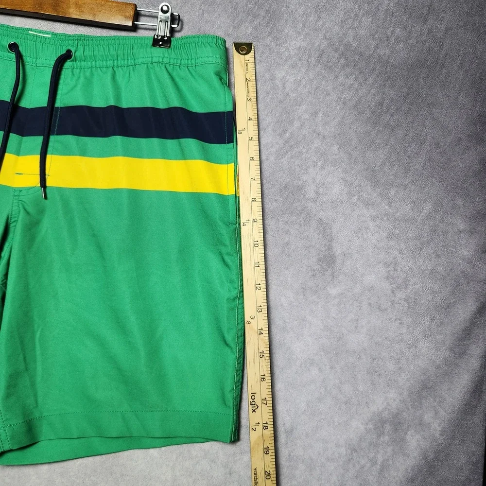 Gap Mens Pool Short Green Striped Swim Trunks Size Large B-6
